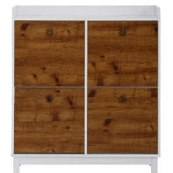 92x100x25 Landhaus Schuhschrank mit 4 Klappen - Volbra