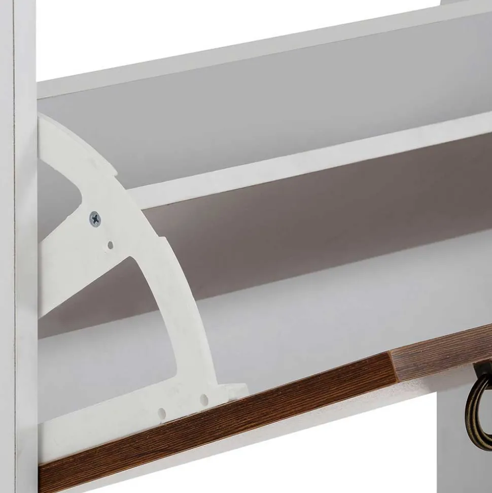 92x100x25 Landhaus Schuhschrank mit 4 Klappen - Volbra