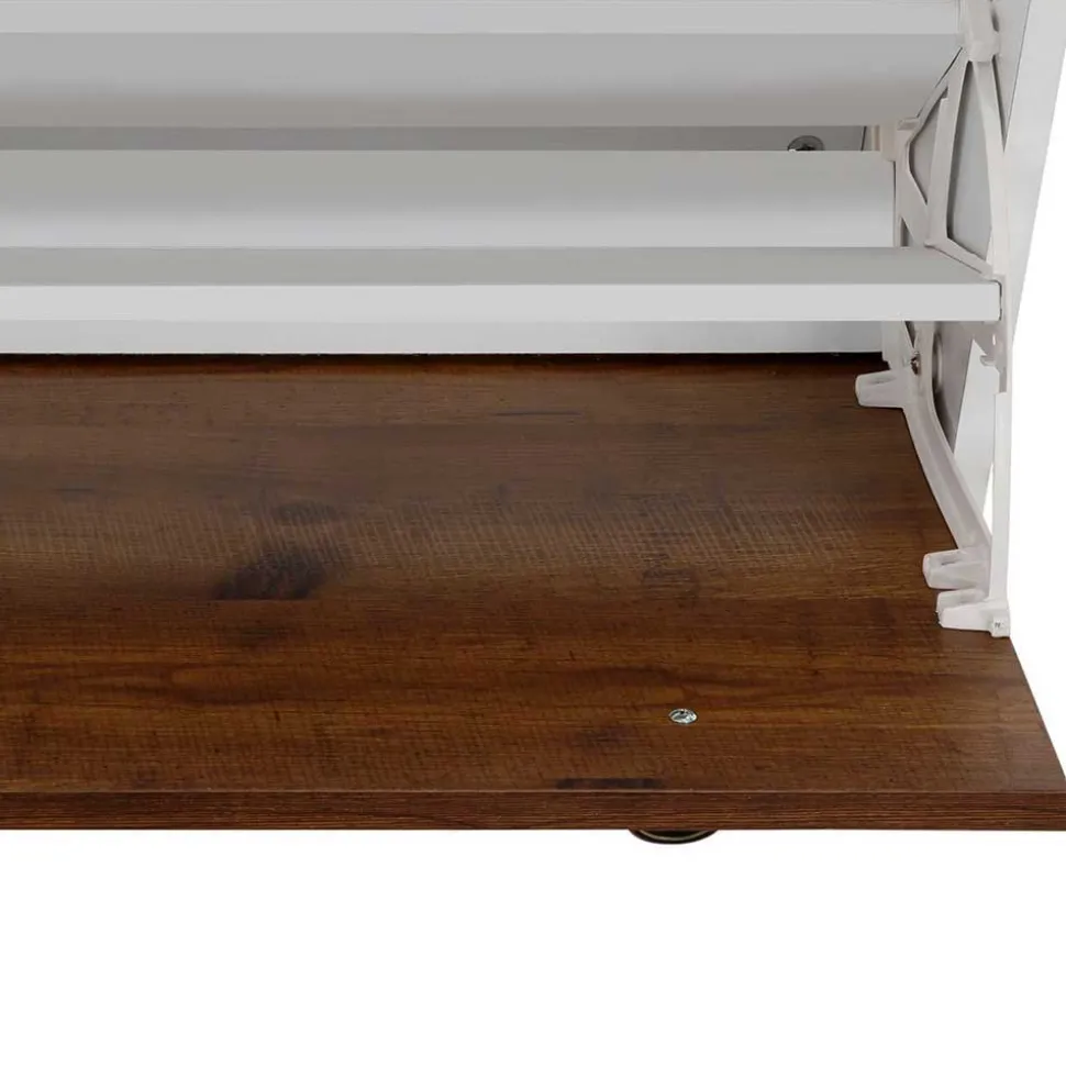 92x100x25 Landhaus Schuhschrank mit 4 Klappen - Volbra