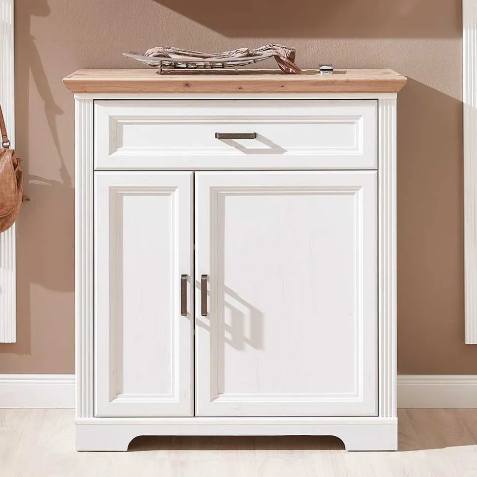 93x102x41 Landhaus Schuhschrank mit Schublade - Nurelcas