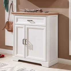 93x102x41 Landhaus Schuhschrank mit Schublade - Nurelcas