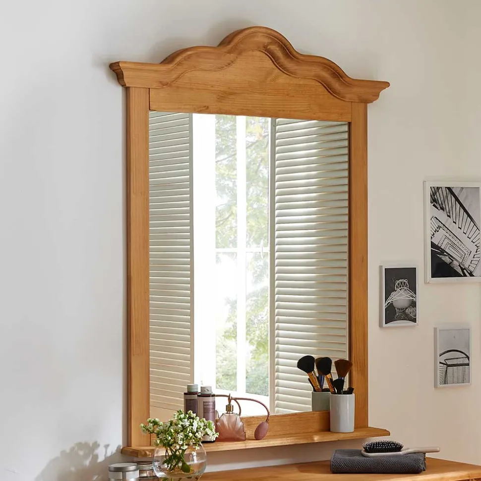 90x120x10 Landhaus Spiegel mit Holzrahmen - Ulderan