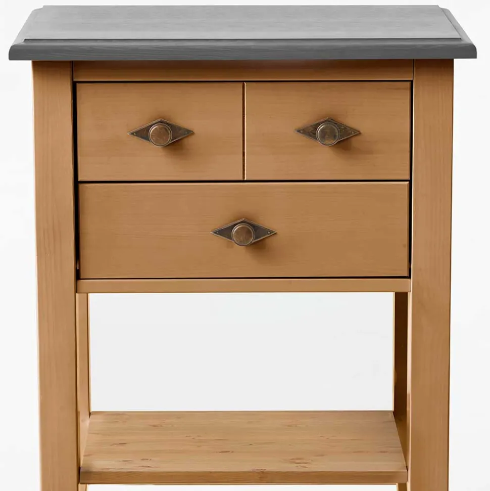 58x79x35 Landhaus Tisch Kommode mit zwei Schubladen - Eshelas