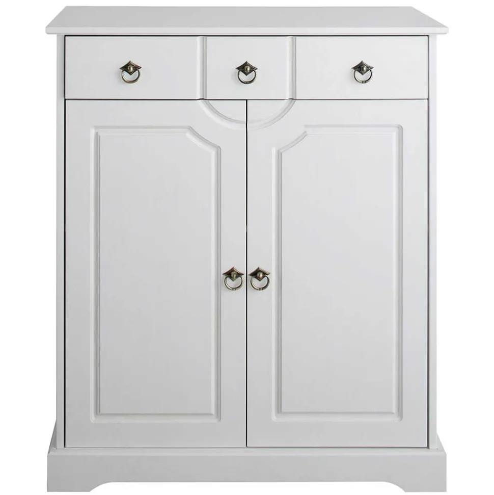 81x93x37 Landhaus Vertiko in Weiß gewachst - Vesrav