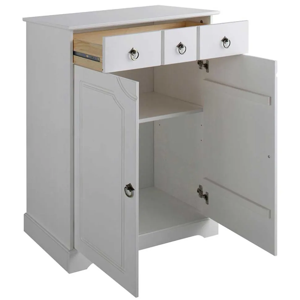 81x93x37 Landhaus Vertiko in Weiß gewachst - Vesrav