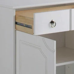 81x93x37 Landhaus Vertiko in Weiß gewachst - Vesrav