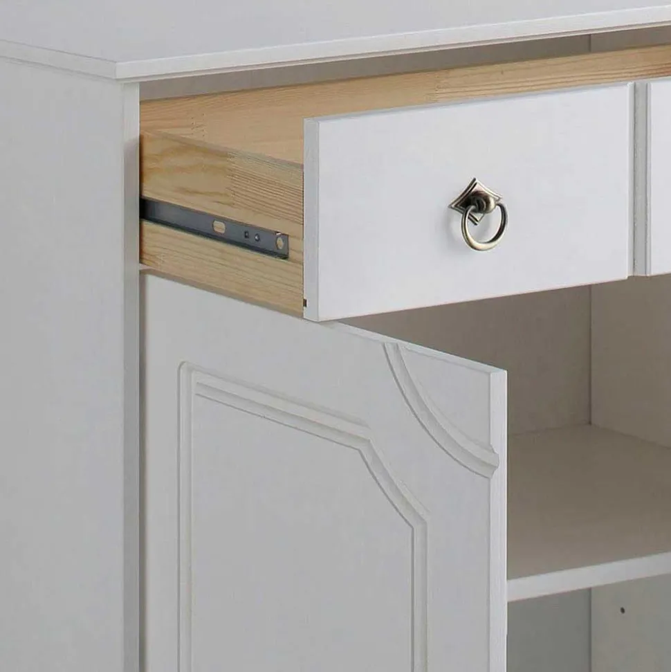 81x93x37 Landhaus Vertiko in Weiß gewachst - Vesrav