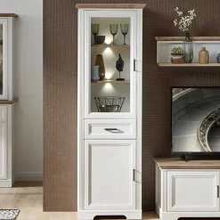 66x204x42 Landhaus Vitrine mit Licht - Sinolita