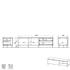 16x47x47 Lowboard mit zwei Schubladen & Klappe - Lurys I