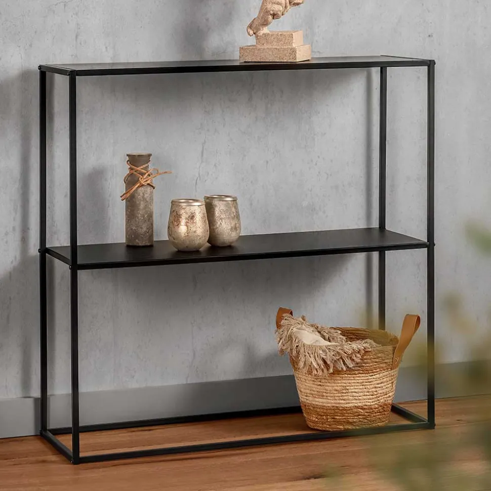 80x80x27 Metall Regal ohne Rückwand in Schwarz - Daana