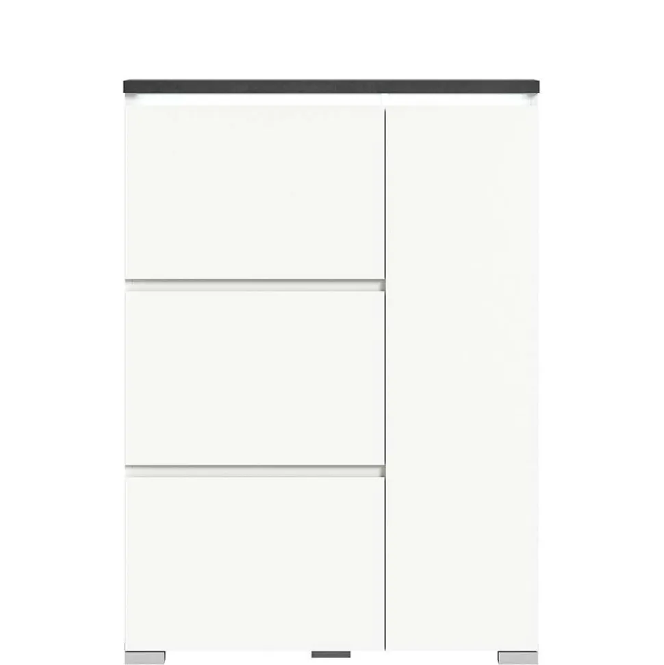 95x127x18 Midi Schuhschrank mit drei Klappen & Tür - Suad