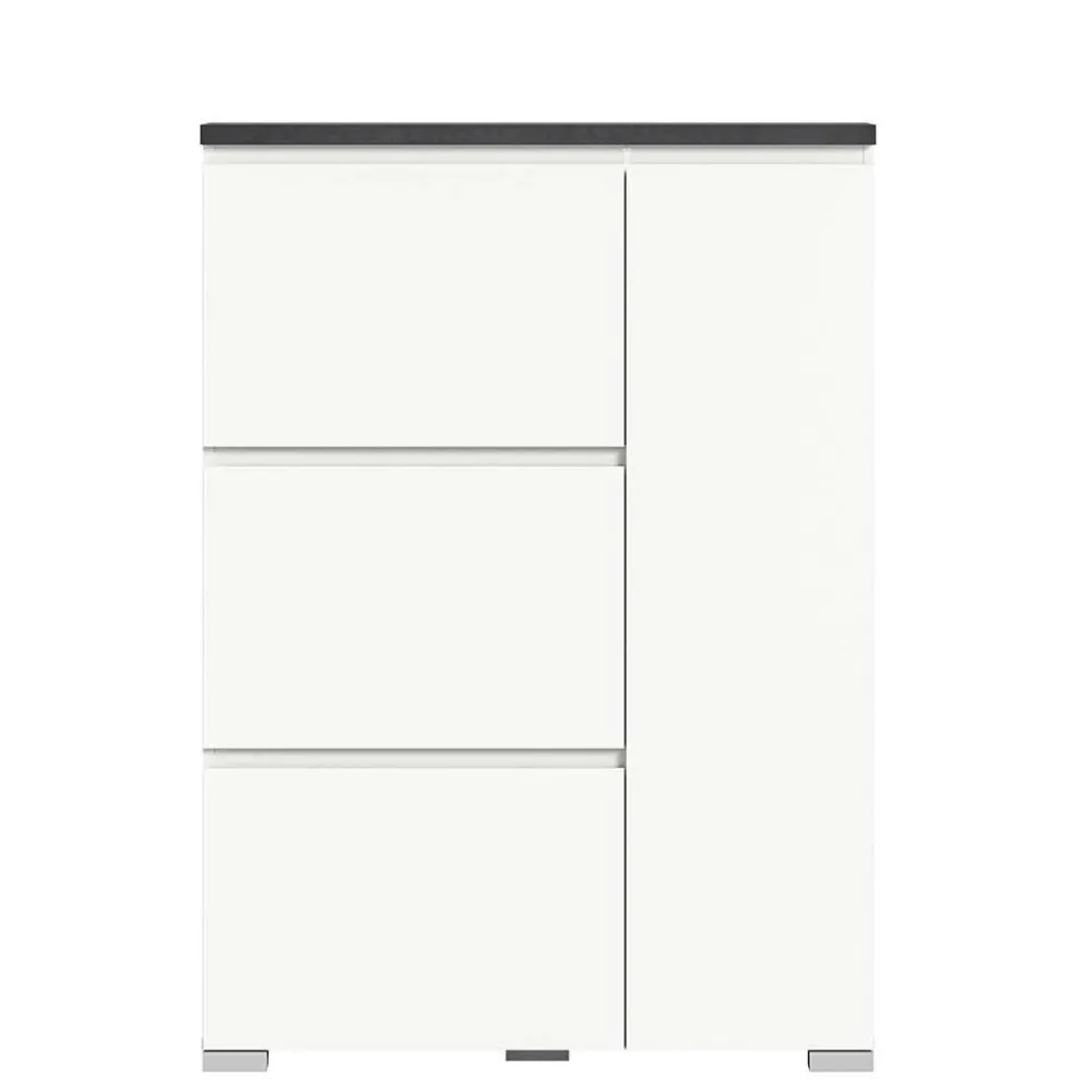 95x127x18 Midi Schuhschrank mit drei Klappen & Tür - Suad