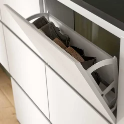 95x127x18 Midi Schuhschrank mit drei Klappen & Tür - Suad