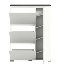 95x127x18 Midi Schuhschrank mit drei Klappen & Tür - Suad