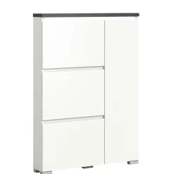 95x127x18 Midi Schuhschrank mit drei Klappen & Tür - Suad