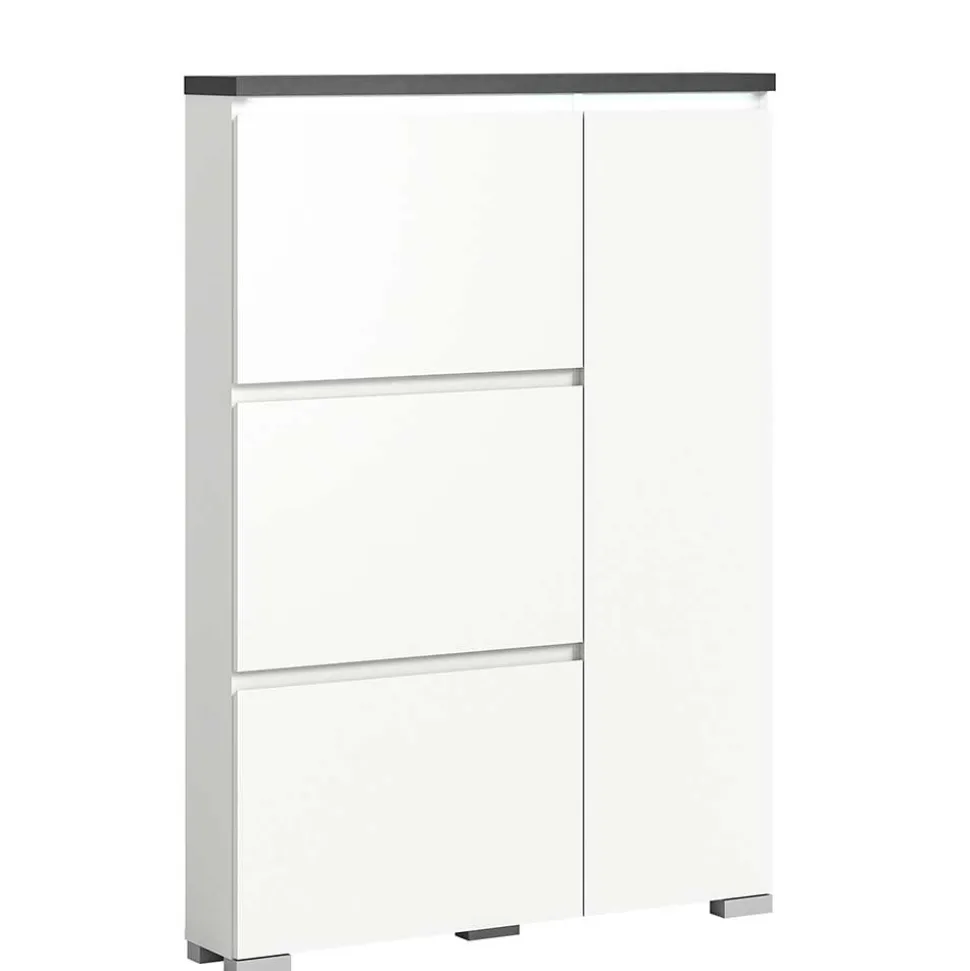 95x127x18 Midi Schuhschrank mit drei Klappen & Tür - Suad