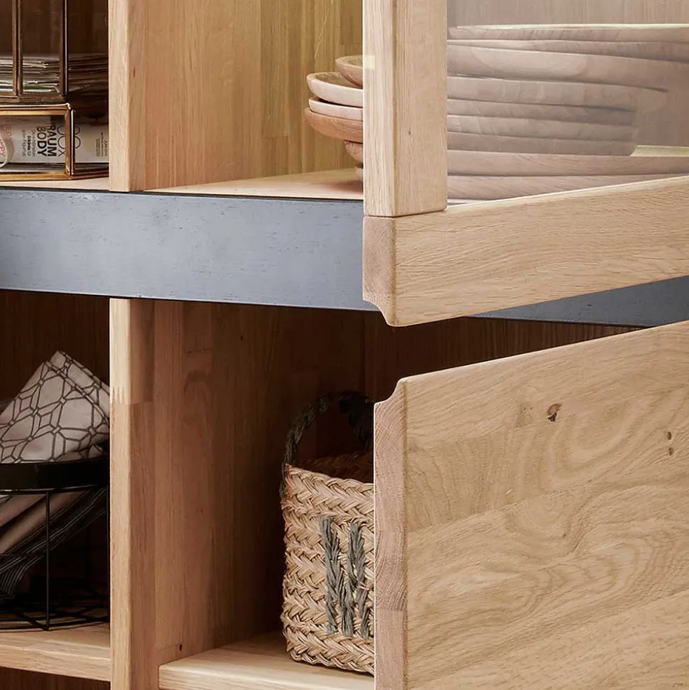 103x148x40 Modernes Holz-Highboard mit Glaseinsatz - Embleys