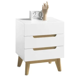 48x60x40 Nachtkommode in Weiß & Eiche - Setubal