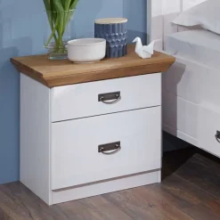 58x57x48 Nachttisch in Kiefer & Weiß - Sibiuta