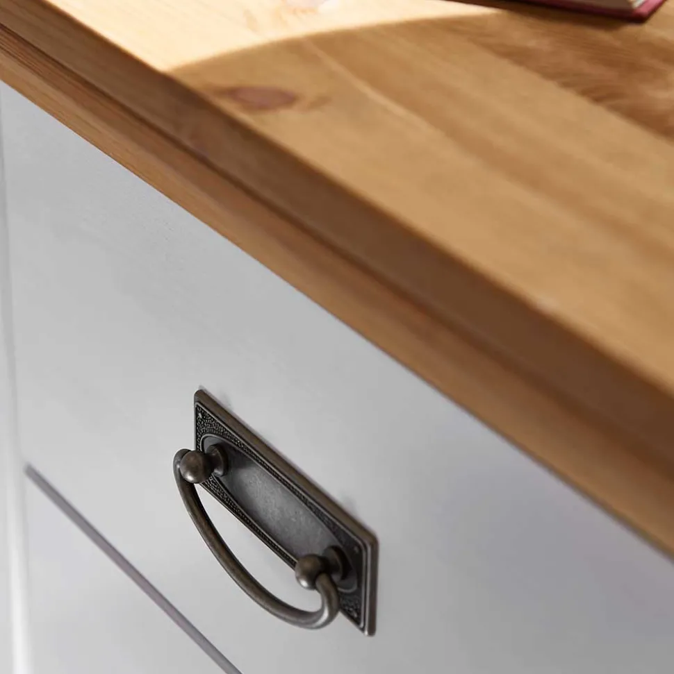 58x57x48 Nachttisch in Kiefer & Weiß - Sibiuta