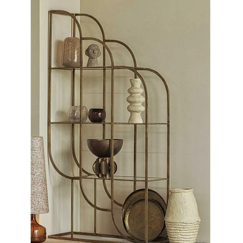 96x190x35 Offenes Regal in Altmessing Metall - Valencra