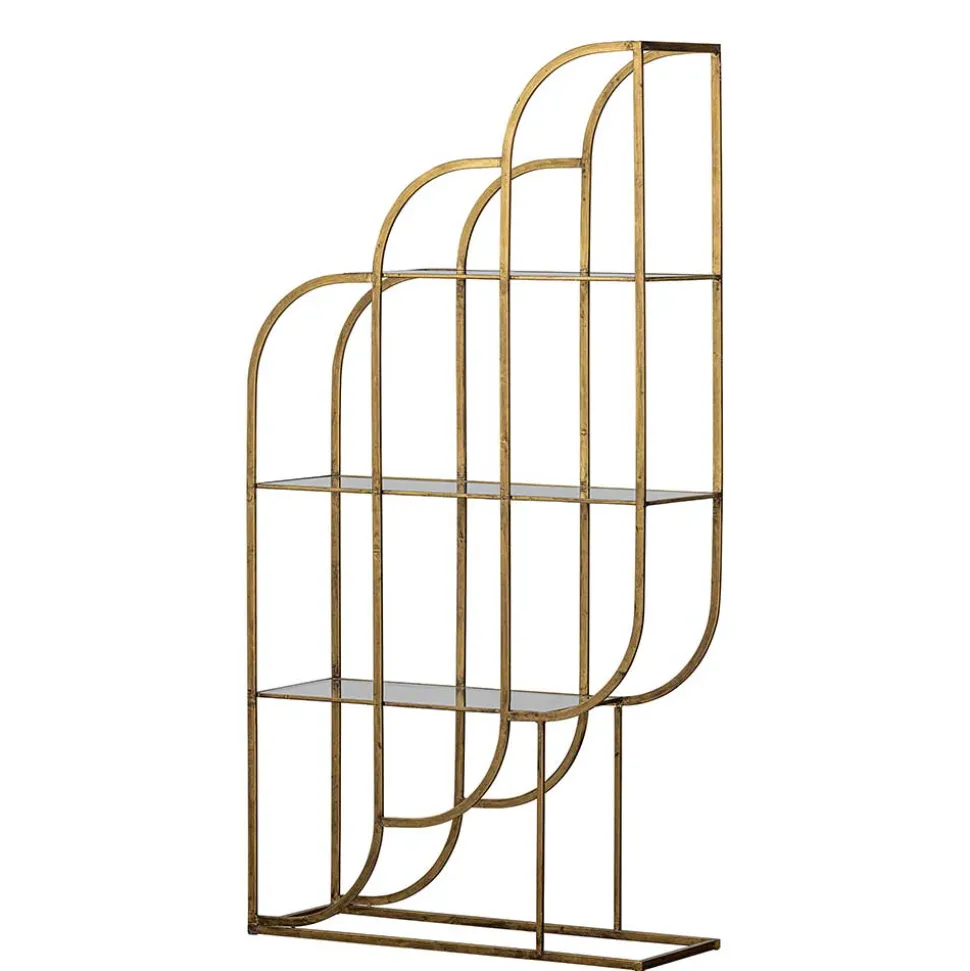 96x190x35 Offenes Regal in Altmessing Metall - Valencra