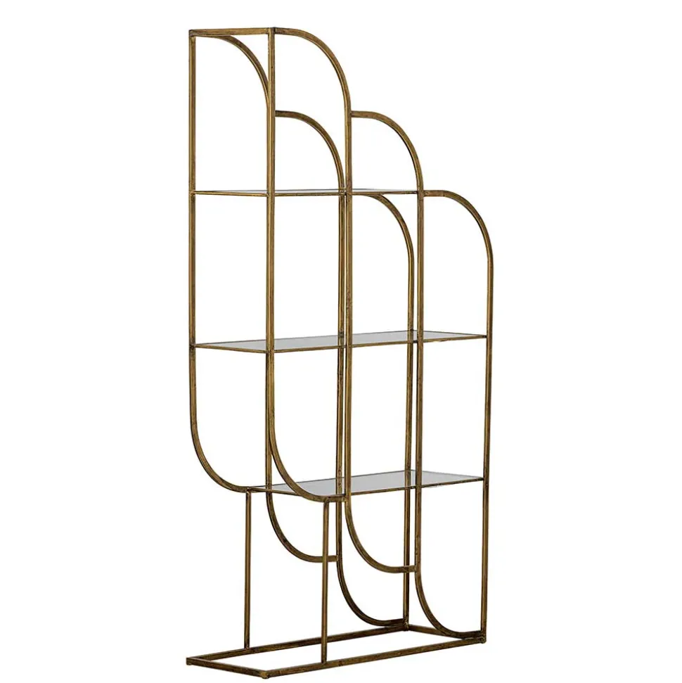 96x190x35 Offenes Regal in Altmessing Metall - Valencra