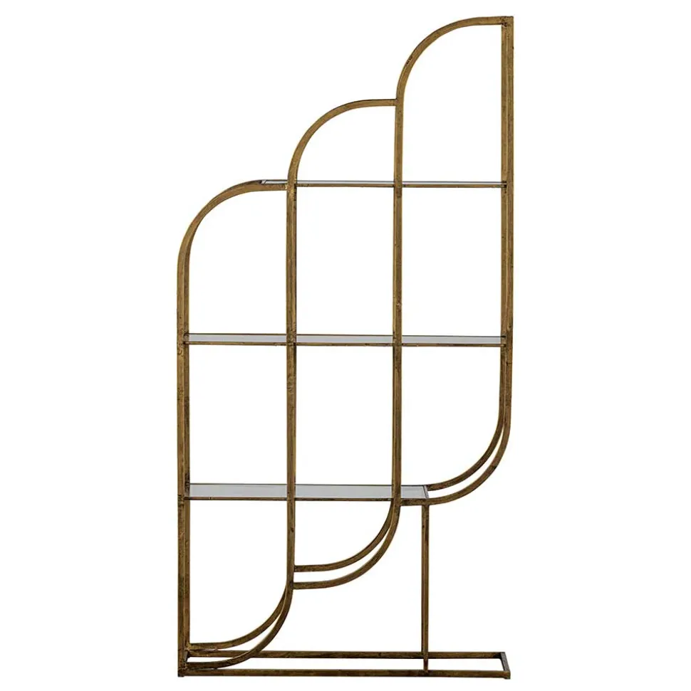 96x190x35 Offenes Regal in Altmessing Metall - Valencra