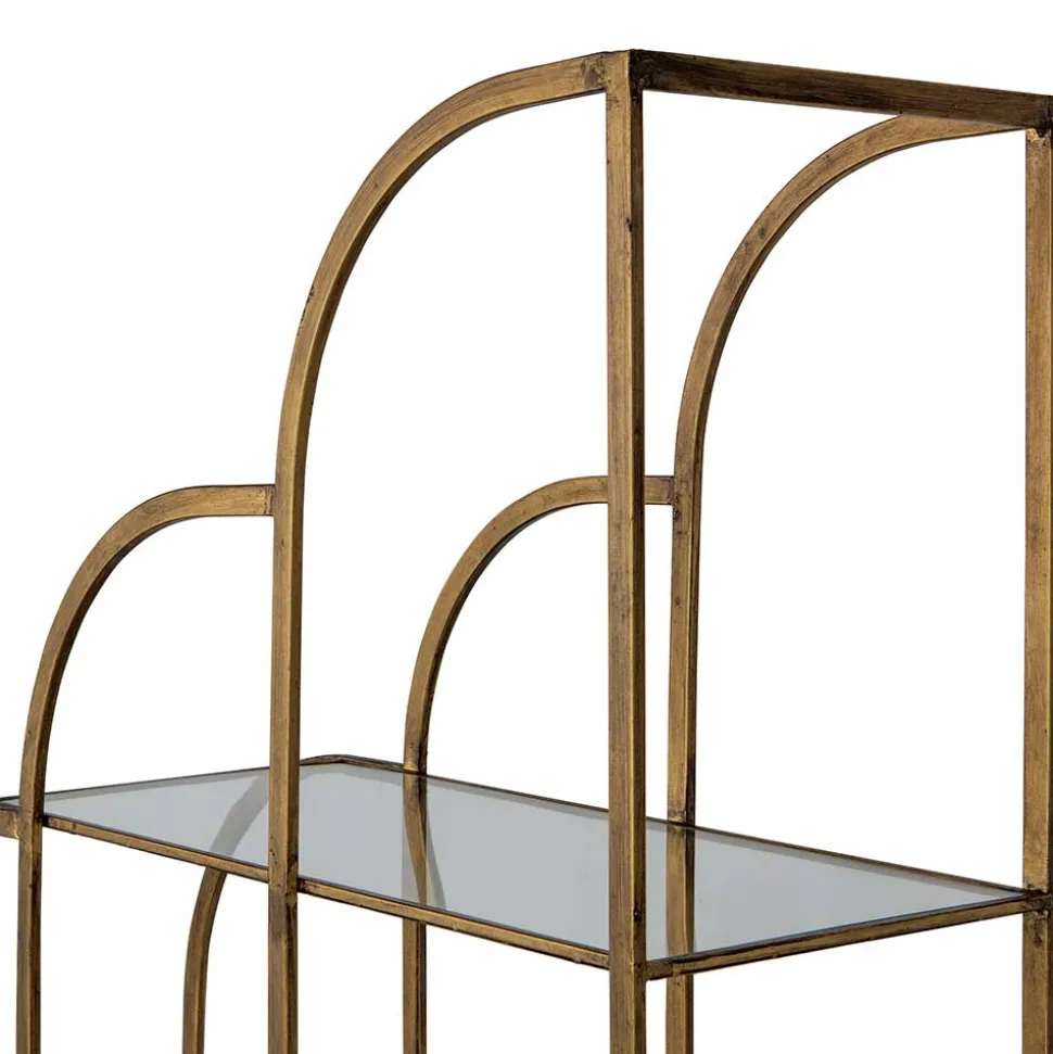 96x190x35 Offenes Regal in Altmessing Metall - Valencra