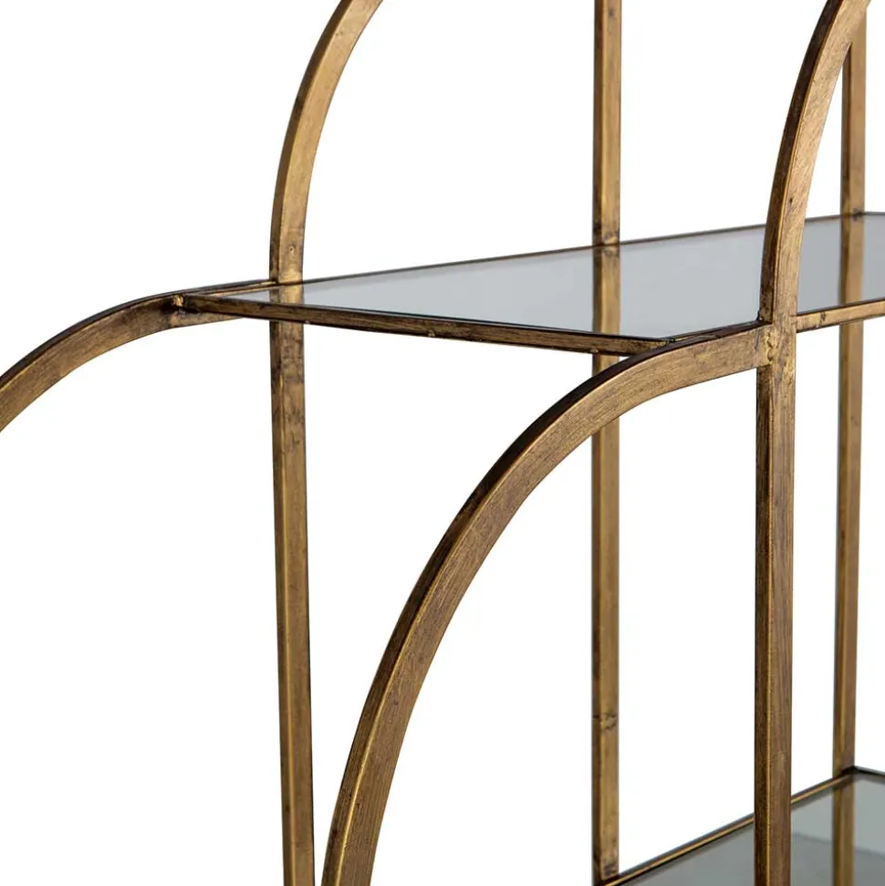 96x190x35 Offenes Regal in Altmessing Metall - Valencra