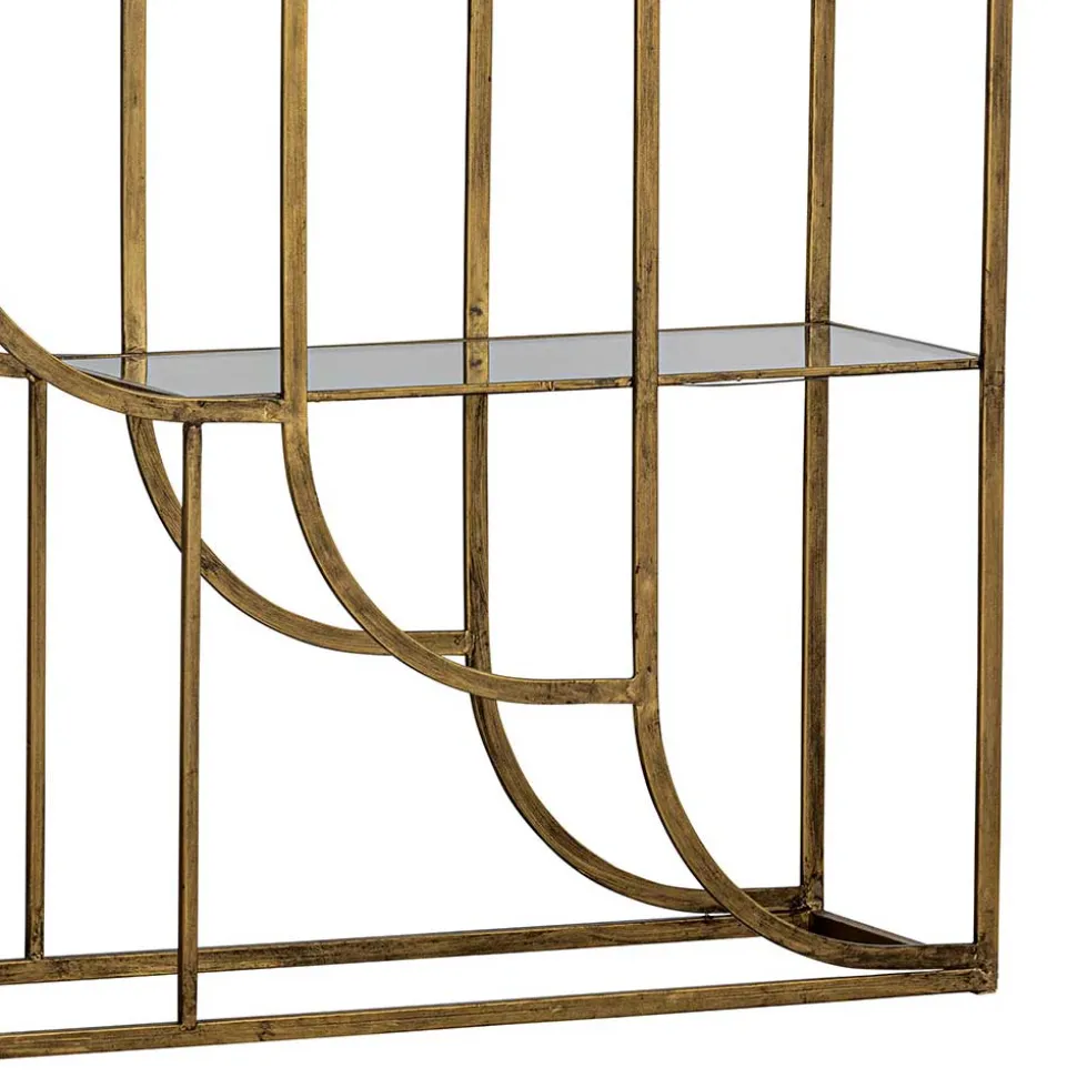 96x190x35 Offenes Regal in Altmessing Metall - Valencra