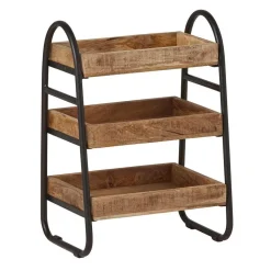 44x65x35 Offenes Regal mit 3 Holzablagen - Toma