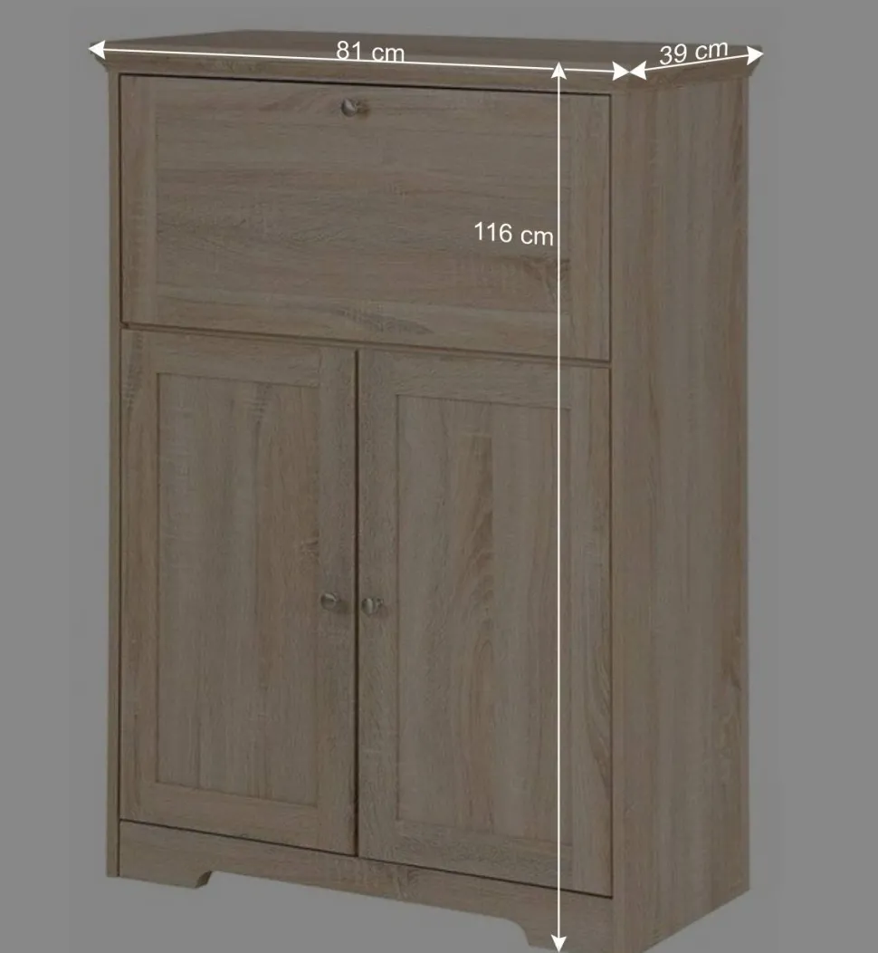 81x116x39 Officeschrank Sekretär in Eiche Dekor - Rienva