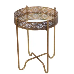 41x51x41 Orient Beistelltisch mit Spiegelglas - Delamaro