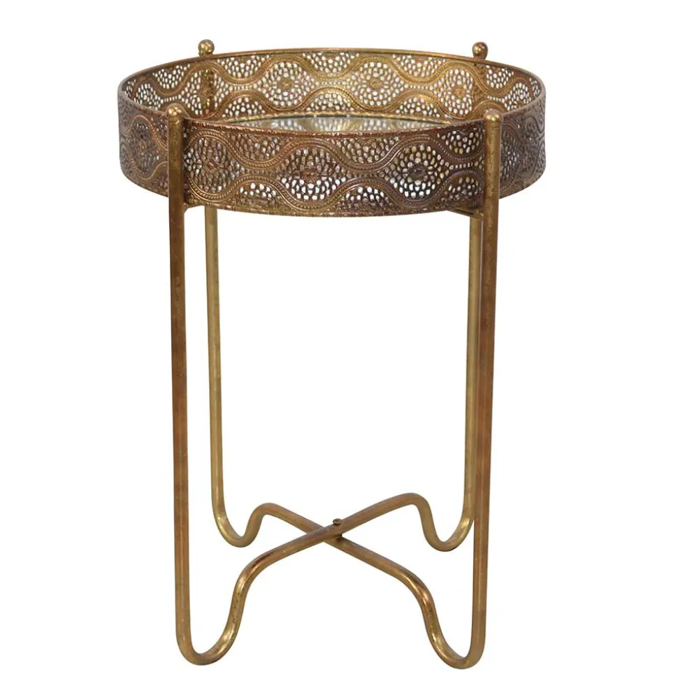 41x51x41 Orient Beistelltisch mit Spiegelglas - Delamaro