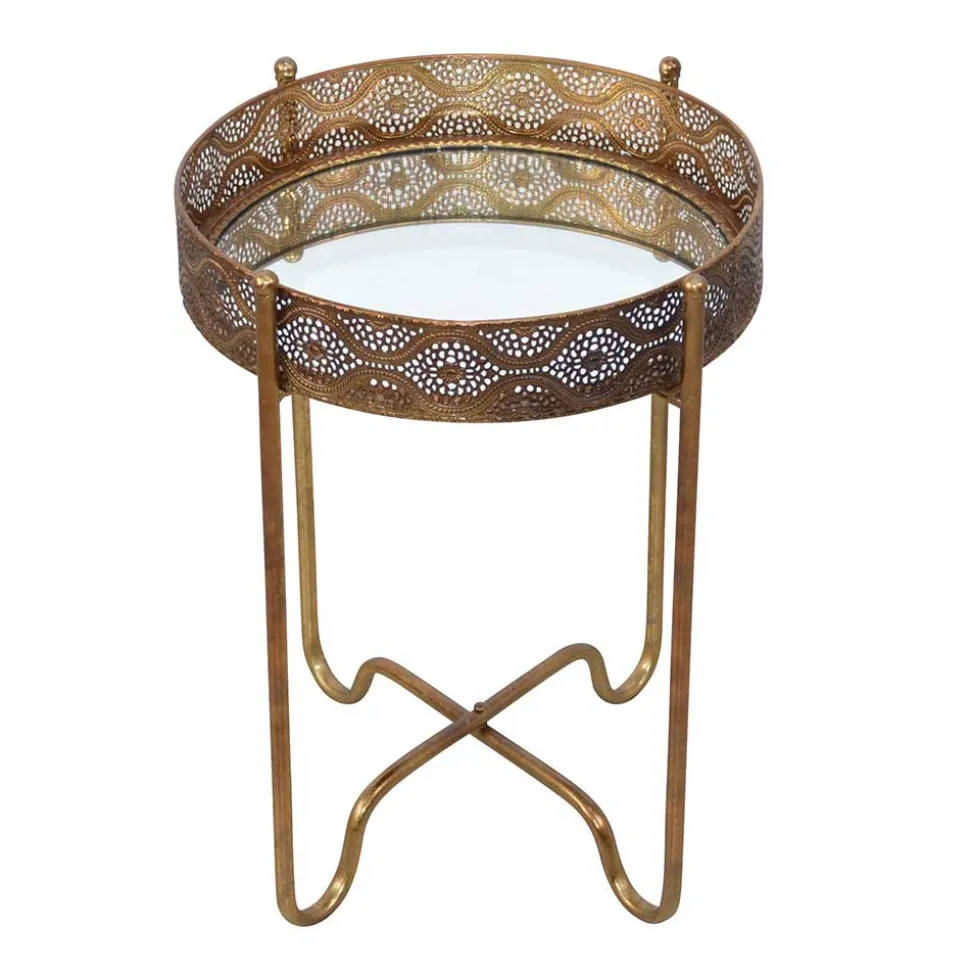 41x51x41 Orient Beistelltisch mit Spiegelglas - Delamaro