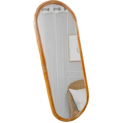 44x120x4 Ovaler Wandspiegel mit Rattan Rahmen - Offia