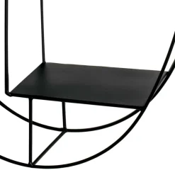 44x71x16 Ovales Wandregal aus Metall in Schwarz - Jaglyn