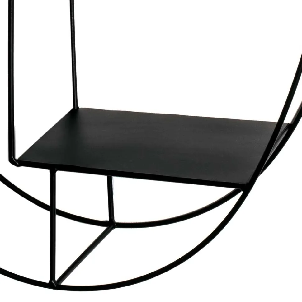 44x71x16 Ovales Wandregal aus Metall in Schwarz - Jaglyn