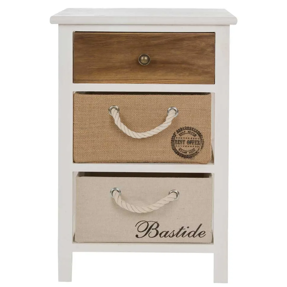 38x57x28 Paulownia Kommode in Weiß & Braun - Amare