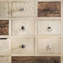 110x91x37 Recyclingholz Kommode mit 14 Schubladen - Emirello