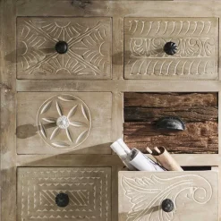 110x91x37 Recyclingholz Kommode mit 14 Schubladen - Emirello