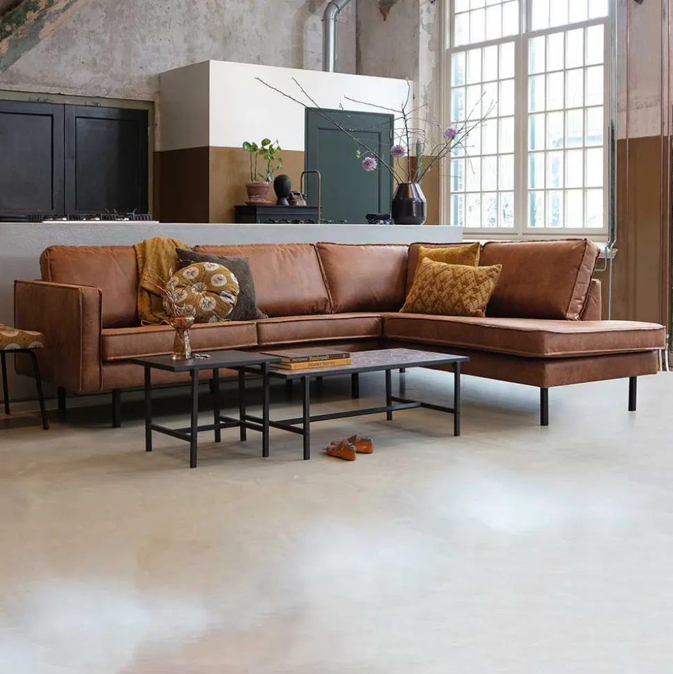 266x85x213 Recyclingleder Ecksofa in Cognac Braun - Huropa