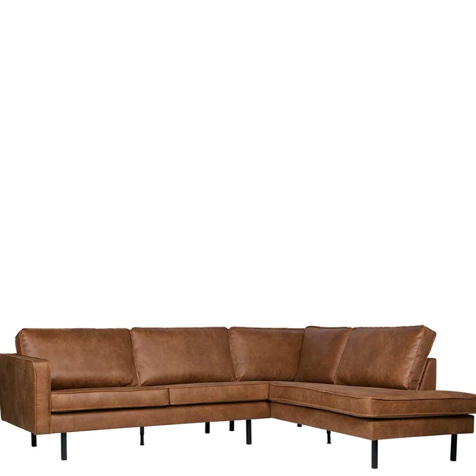266x85x213 Recyclingleder Ecksofa in Cognac Braun - Huropa