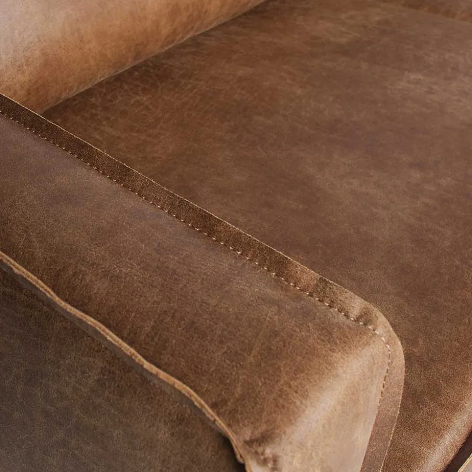 266x85x213 Recyclingleder Ecksofa in Cognac Braun - Huropa