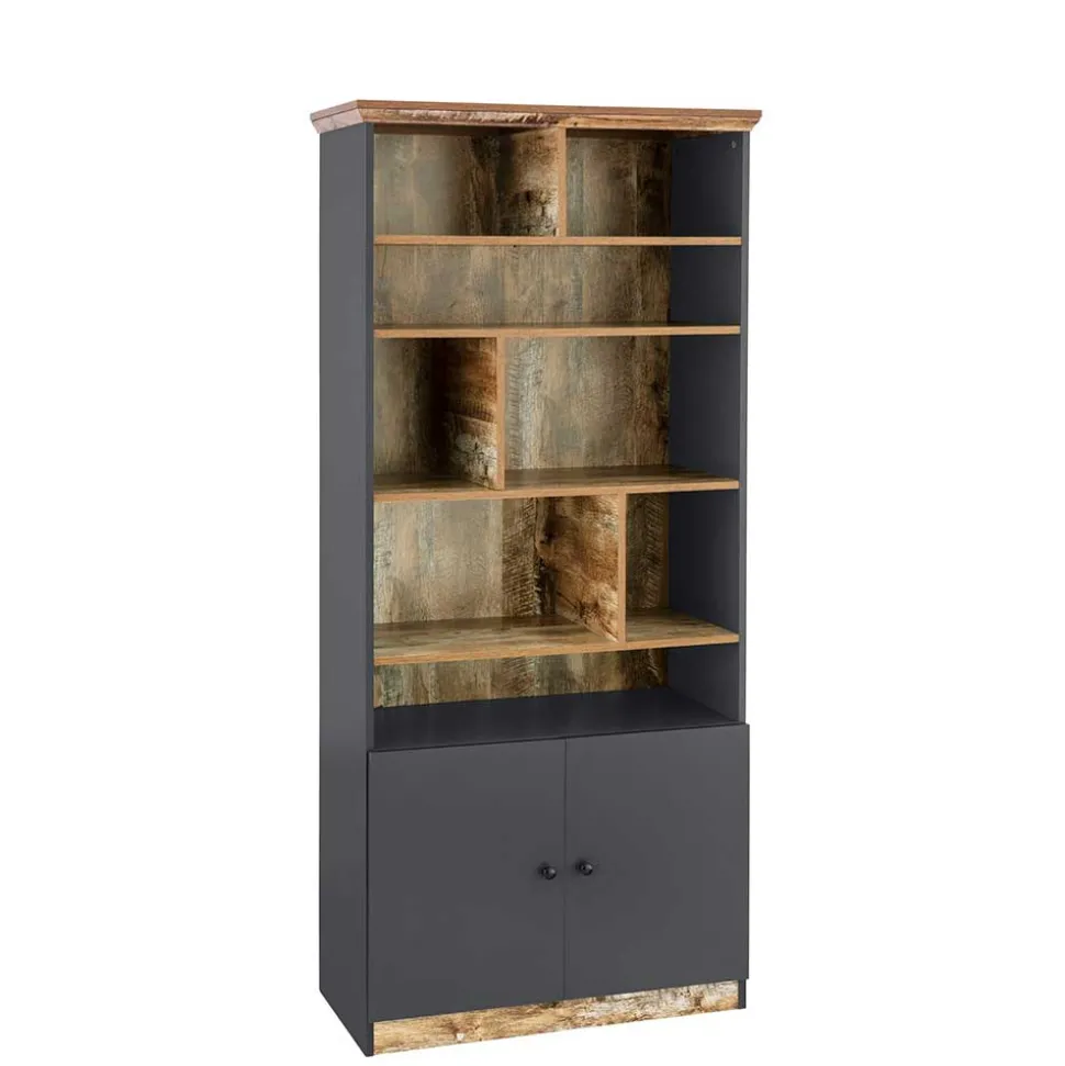 80x182x40 Regal in Holz verwittert - Guerrero