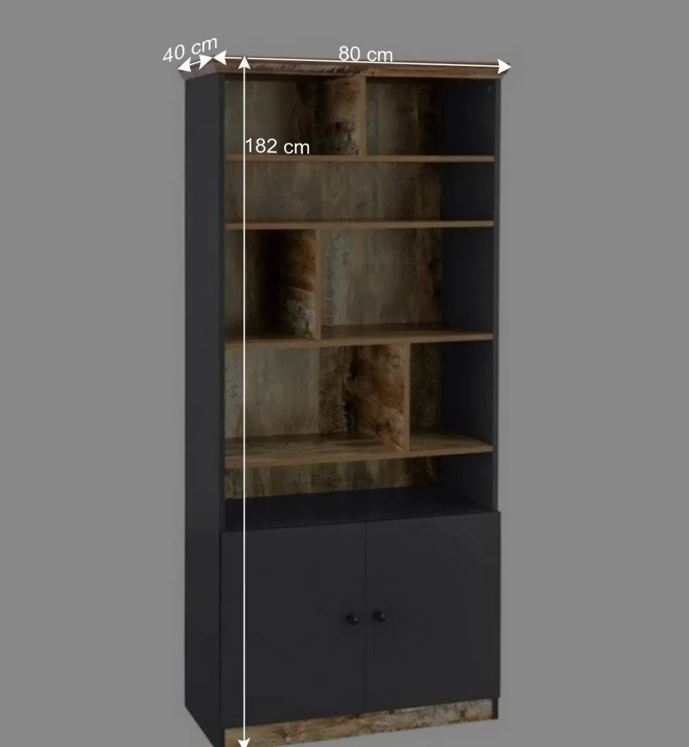 80x182x40 Regal in Holz verwittert - Guerrero