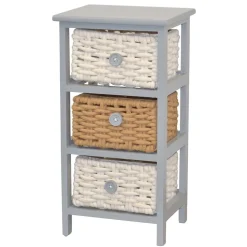 30x58x25 Regal mit 3 Körben aus Geflecht - Nasco