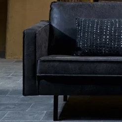 300x85x155 Retro Eckcouch in Schwarz - Avonita