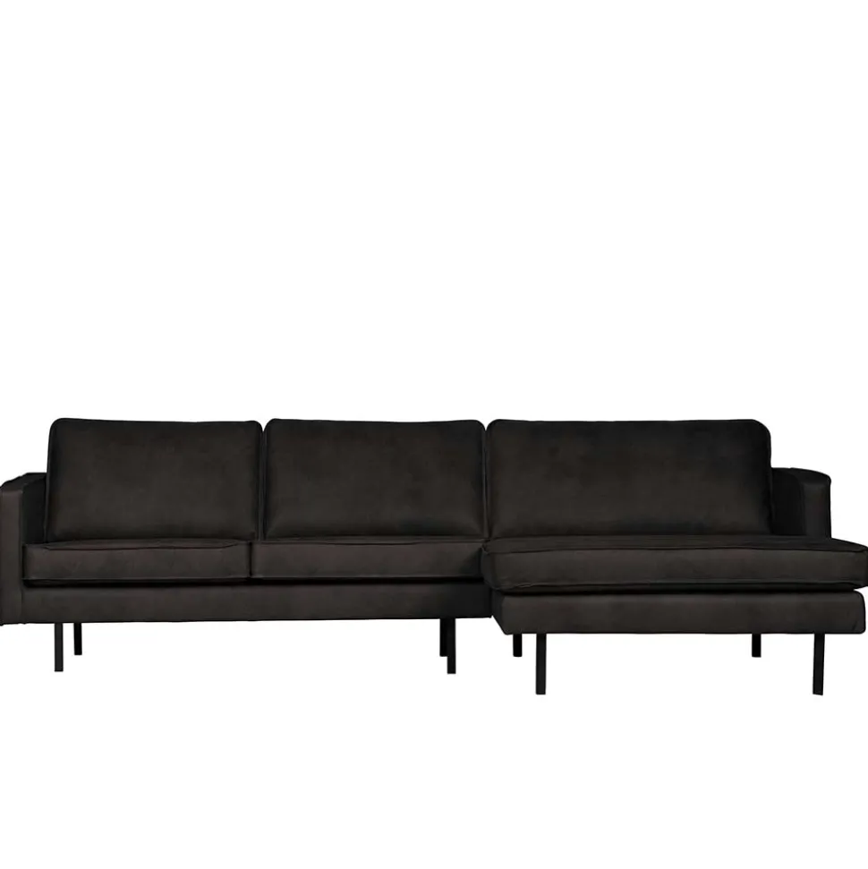300x85x155 Retro Eckcouch in Schwarz - Avonita